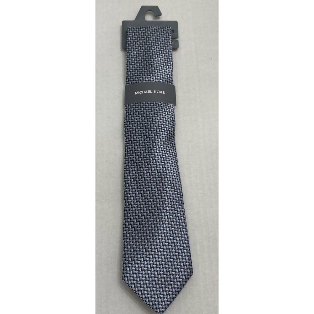 MICHAEL KORS Silk Dark Navy Gray Tie New